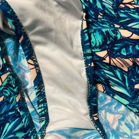 Cupshe Peach Blue Floral Hawaiin Print Padded Monokini Swimsuit - Picture 2 of 4